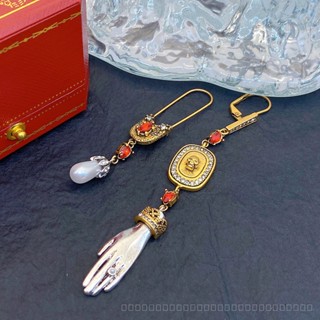 0905YWJB Retro Types A and B Pin Skull Ghost Hand Earrings Marking Alexander Ghost Designer Clip Earrings 6XVI