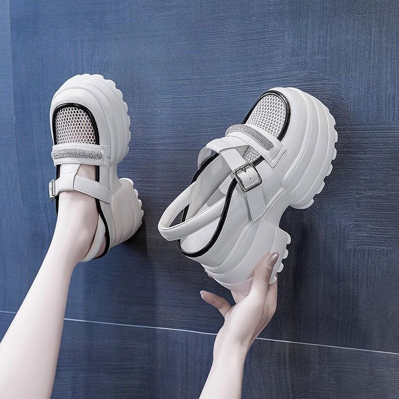 💥รองเท้าส้นตึก รองเท้าแตะแฟชั่น, รุ่นเกาหลีมาใหม่,ส้นสูง 8 ซม 2สี size 35-40💕