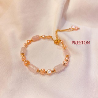 Preston สร้อยข้อมือ ประดับไข่มุก นําโชค สไตล์เกาหลี สําหรับผู้หญิง