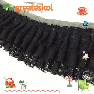 Greateskol ริบบิ้นลูกไม้ ผ้าชีฟอง สีดํา สําหรับตกแต่งเสื้อผ้า DIY