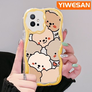 เคสโทรศัพท์มือถือแบบนิ่ม ใส กันกระแทก ลายการ์ตูนหมี สีครีม สําหรับ vivo y55 y75 5G y55s 2023 y33s 2023 y33e y52t y30 t1 5G iqoo z6