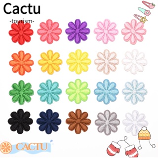 Cactu แผ่นแพทช์ ปักลายดอกไม้ 4.2*4.2 ซม. สุ่มสี สําหรับเย็บปักถักร้อย DIY 60 ชิ้น