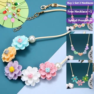 【ซื้อ 1 แถม 2 ชิ้น】สร้อยคอ จี้รูปดอกทานตะวัน สีแคนดี้ หรูหรา สไตล์เรโทร สําหรับเด็กผู้หญิง【ส่งแบบสุ่ม ฟรีสร้อยคอ】