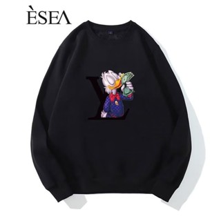 Esea เสื้อกันหนาวลําลอง พิมพ์ลาย Donald duck ทรงหลวม สไตล์ยุโรป และอเมริกา แฟชั่นฤดูใบไม้ผลิ และฤดูใบไม้ร่วง สําหรับผู้ชาย