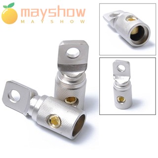 Mayshow 0 Ga GAUGE ขั้วต่อขั้วต่อนิกเกิล บล็อกเทอร์มินัล O-Type สําหรับเครื่องเสียงรถยนต์ ดัดแปลง AWG ชุดขั้วต่อสายไฟ