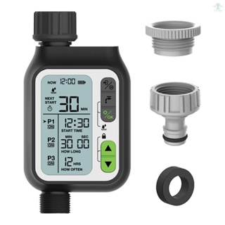 Electronic Irrigation Regulator Automatic Irrigation Timer with Large LCD Screen Waterproof Sprinkler Controller 3 Separate Timing Programs Weak Electricity Protection Rain Sensor Child Lock Outdoor Garden Watering Device Irrigation Tool