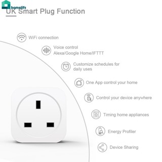 UK Plug Wireless WiFi Remote Control Socket เวลาควบคุมด้วยเสียง Smart Socket Energy Profiler ปรับแต่งตารางเวลาสำหรับการใช้งานประจำวันที่บ้าน home home