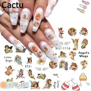 Cactu สติกเกอร์ติดตกแต่งเล็บ ลายนามธรรม กามเทพพระแม่มารี