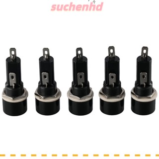 Suchenhd ซ็อกเก็ตฟิวส์ เมาท์แผงทองแดง พลาสติก 250V สีดํา สีเงิน สําหรับช่างไฟฟ้า 5 ชิ้น