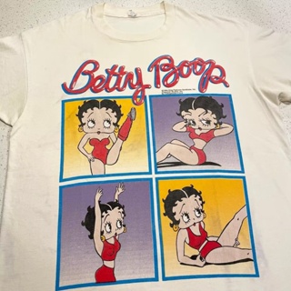 เสื้อยืดคอกลม แขนสั้น ผ้าฝ้าย 100% พิมพ์ลายการ์ตูน Betty Doll Betty Boop พลัสไซซ์ สําหรับผู้ชาย