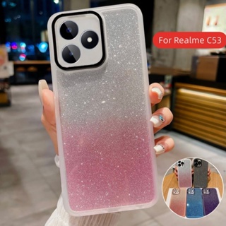 เคสโทรศัพท์มือถือ แบบนิ่ม ลายกลิตเตอร์ ไล่โทนสี สําหรับ Realme C53 Nfc Narzo N53 C51 C55 2023