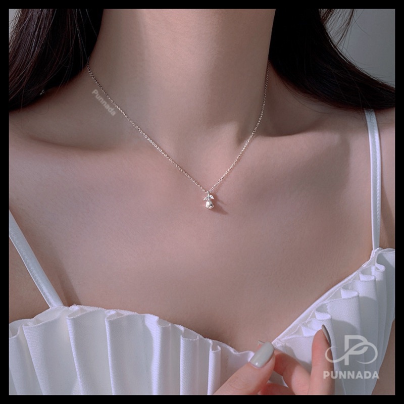PN005 สร้อยเงินจี้กุหลาบดอกเล็ก (พร้อมแพคเกจครบเซท) งานเกรดพรีเมี่ยม ใส่โดนน้ำได้ไม่ลอกไม่ดำ สินค้าพร้อมส่ง