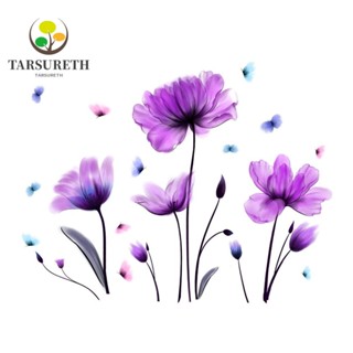 Tarsureth สติกเกอร์พีวีซี ลายดอกไม้ สีม่วง มีกาวในตัว ขนาดใหญ่ สําหรับติดตกแต่งผนังห้องนอนเด็ก เนอสเซอรี่