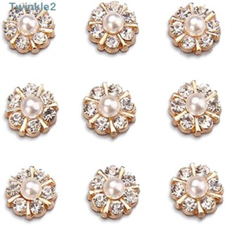 Twinkle กระดุมไข่มุก พลอยเทียม คริสตัล อัลลอย ขนาดเล็ก 12 มม. สีทอง สําหรับตกแต่งสมุดภาพ