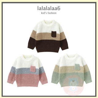 Laa6 เสื้อกันหนาวแขนยาว ผ้าถัก ให้ความอบอุ่น สีตัดกัน สําหรับเด็ก