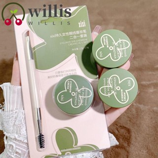 Willis 2 in 1 ครีมเขียนคิ้ว พร้อมแปรง เจลเขียนคิ้ว 3D สีดํา ตลอดวัน พร้อมแปรงปากกา อายไลเนอร์สีน้ําตาล กันน้ํา และดินสอเขียนคิ้ว ชุดแต่งหน้าตา