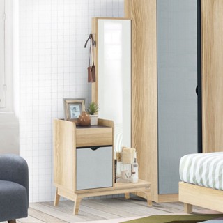 [กทม. 3-5 วัน ส่ง] Koncept furniture โต๊ะเครื่องแป้งแบบยืน รุ่น Bente สีไม้อ่อน (80x45x175 ซม.)