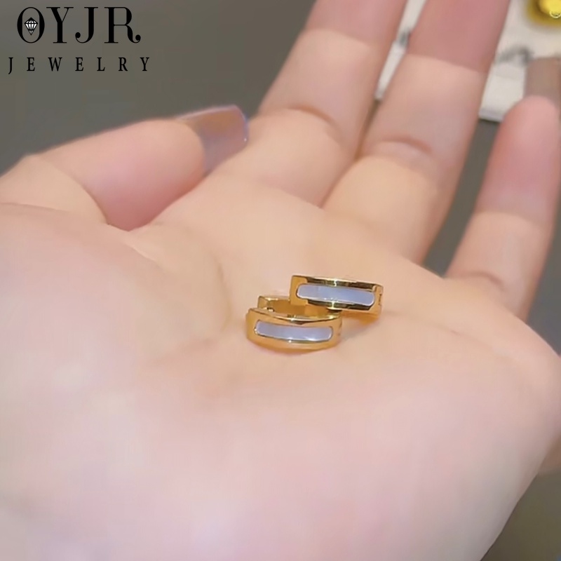 OYJR ต่างหูสแตนเลส ต่างหูเปลือกหอยแฟชั่นสำหรับผู้หญิง