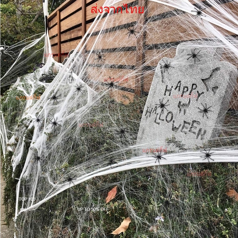 หยากไย่ ใยแมงมุม ใยแมงมุมปลอม ใยแมงมุมสำเร็จรูป ของตกแต่งฮาโลวีน Halloween Fake Spider Web Cobweb Stretchable ส่งจากกทม