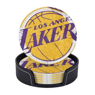 (6 ชิ้น) ที่รองแก้วหนัง LA Lakers ทนความร้อน ทรงกลม พร้อมกล่องเก็บ สําหรับร้านอาหาร ห้องครัว สํานักงาน ฯลฯ