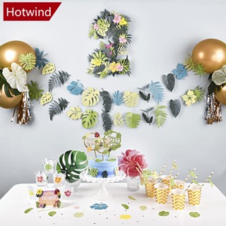 Hotwind พร็อพกระดาษ ลายธีมซาฟารี ใบไม้ สีเขียว สําหรับตกแต่งปาร์ตี้วันเกิดเด็ก 100 ชิ้น ต่อถุง V5W8