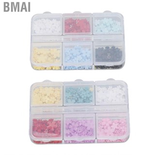 Bmai 2 Boxes 12 Grids 3D Flower Nail Charms Resin DIY Art Decoration Rhines