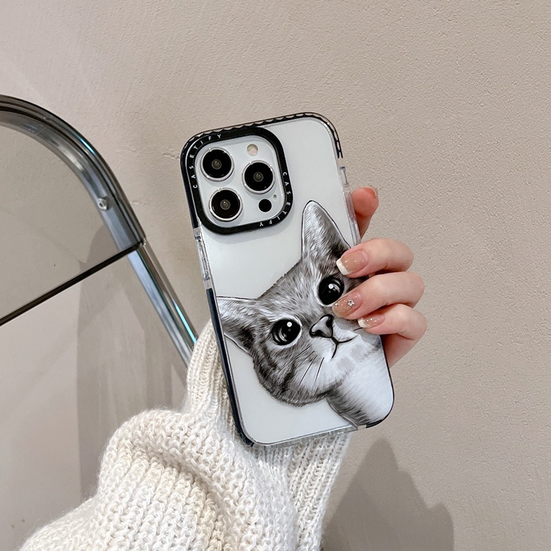 เคสโทรศัพท์ซิลิโคน แบบนิ่ม ลายแมว Peekaboo CASETIFY สําหรับ iPhone 15 14 12 13 Pro 15Pro Max