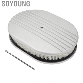 Soyoung Air Cleaner Powerful Filtering Filter Assembly Aluminium Alloy Long Lasting 12in Half Finned Oval Shape for Hot Rods