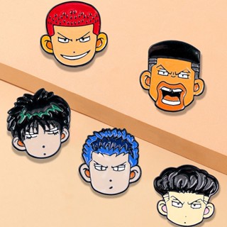 เข็มกลัดโลหะ ลายการ์ตูนอนิเมะ Slam Dunk Sakuragi Rukawa Kaesai สําหรับติดกระเป๋าบาสเก็ตบอล
