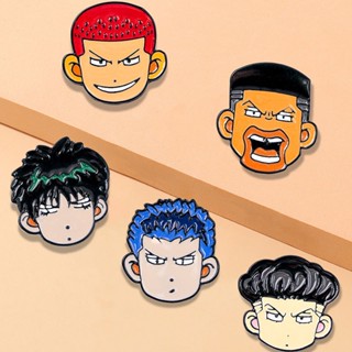 เข็มกลัดโลหะ ลายการ์ตูนอนิเมะ Slam Dunk Sakuragi Rukawa Kaesai สําหรับติดกระเป๋าบาสเก็ตบอล