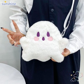 Ssunshine กระเป๋าสะพายไหล่แฟชั่น ผ้ากํามะหยี่ขนนิ่ม ลายการ์ตูนผี สําหรับฤดูหนาว