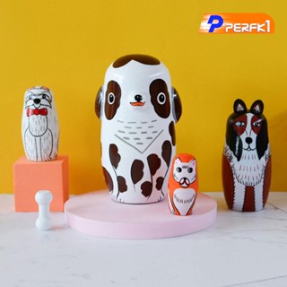 [Perfk1] ตุ๊กตาสุนัขรัสเซีย Matryoshka สําหรับตั้งโต๊ะ ห้องนอน 5 ชิ้น