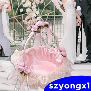 [Szyongx1] ตะกร้าลูกไม้ ประดับโบว์ ดอกไม้ สไตล์แฟรี่ สําหรับตกแต่งงานแต่งงาน เพื่อนเจ้าสาว