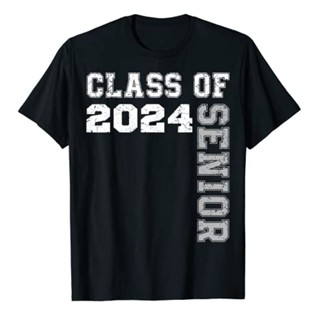 เสื้อยืด พิมพ์ลายตัวอักษร Class Of 2024 สีมัดย้อม สําหรับผู้ชาย