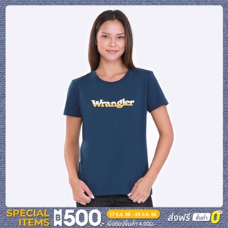 WRANGLER เสื้อยืดแขนสั้นผู้หญิง ทรง REGULAR รุ่น WR S523WTSSF62 สีน้ำเงิน