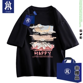 Ny ใหม่ เสื้อยืดแขนสั้น ผ้าฝ้าย ทรงหลวม สไตล์อเมริกัน เหมาะกับฤดูร้อน สําหรับผู้ชาย และผู้หญิง