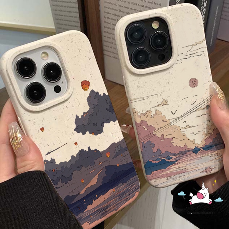 เคสโทรศัพท์มือถือ แบบนิ่ม ลายภาพวาดสีน้ํามัน ย่อยสลายได้ สําหรับ iPhone 15 13 XR 11 14 8plus 12 Pro MAX 8 6S 7 15 6 Plus SE 2020 X XS MAX