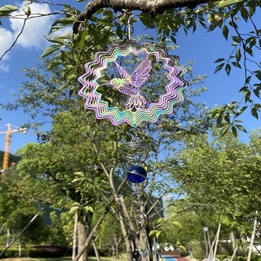 Somedayzl โมบายกระดิ่งลม รูปนกฮัมมิ่งเบิร์ด 3D หมุนได้ สําหรับแขวนตกแต่งบ้าน - รูปที่ 3