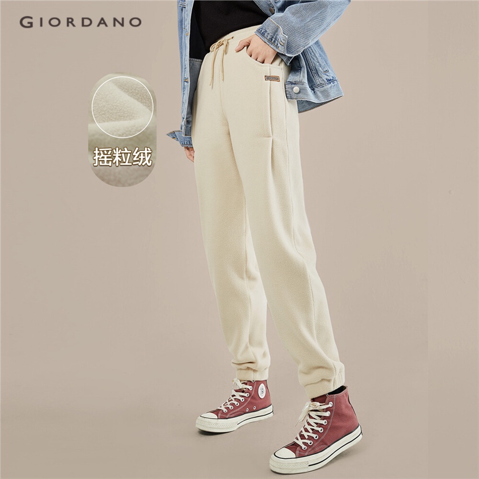 GIORDANO WOMEN Polar fleece elastic waist pleated joggers 05413861