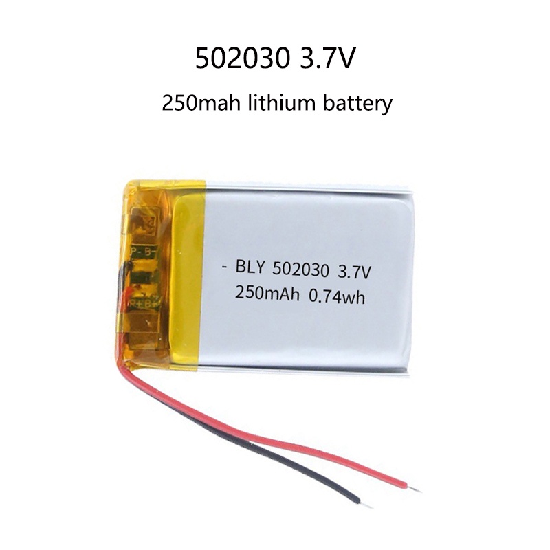 502030 battery 3.7V 250mAh 502030 polymer lithium ion rechargeable battery for toys, LED lights, Blu