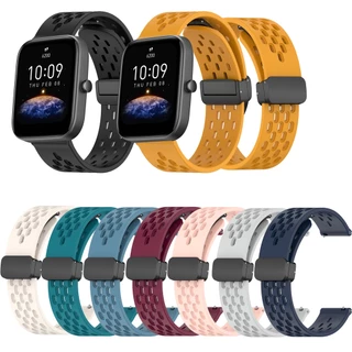 สายรัดซิลิโคนอ่อนนุ่มเข็มกลัดแม่เหล็กสําหรับ Huami Amazfit Bip Lite S U Pro Bip 3 5 6 Bip3 pro Bip5 Bip6 Bip Max