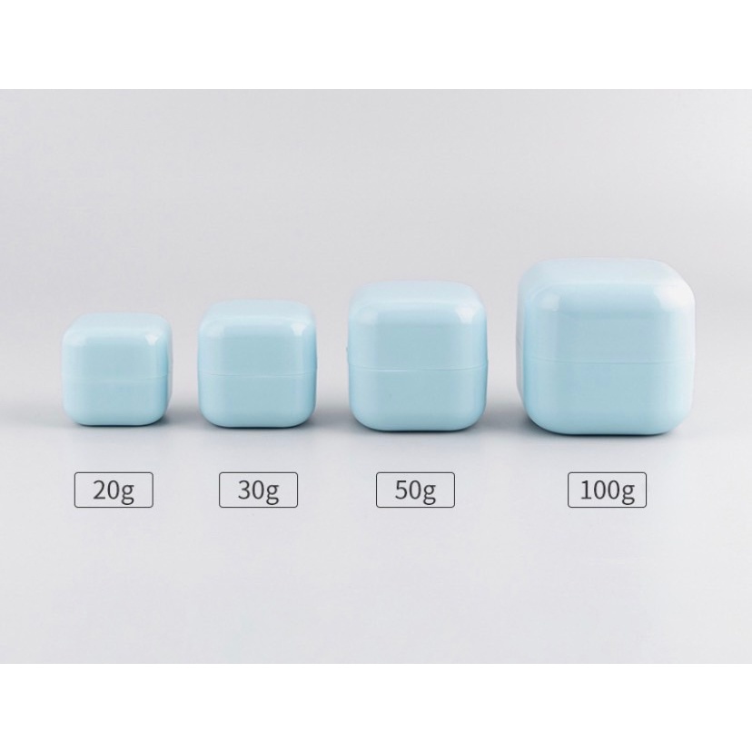 20g-100g กระปุกครีม โลชั่น ของจิปาถะพกพา ทรงเหลี่ยมเงาสีพาสเทล เนื้อพลาสติกหนา กระปุกครีมดีไซด์ใหม่