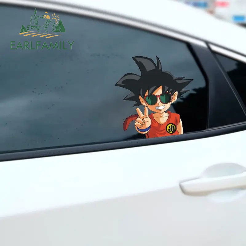 Earlfamily 13 ซม.น่ารัก Goku Dragonball สติกเกอร์รถไวนิลอะนิเมะรถจักรยานยนต์ Windows กันชนตกแต่งกันน้ํา Scratchproof รถอุปกรณ์เสริม