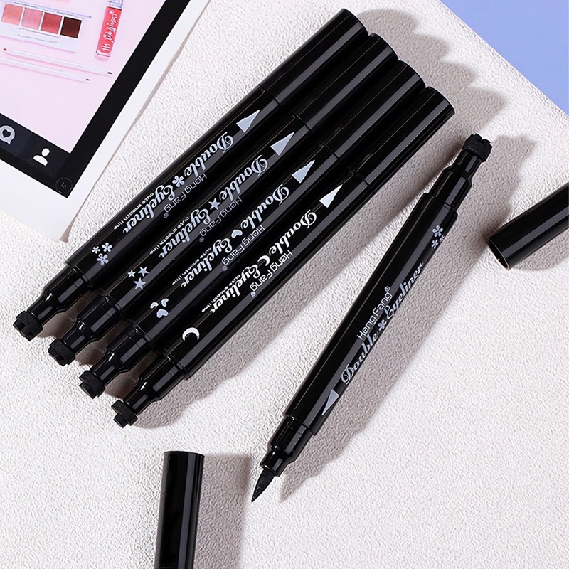 S-23✨2in1 Eyeliner อายไลเนอร์ แสตมป์สองหัว ปั๊มดาว ปั๊มหัวใจ ปั๊มดวงจันทร์ ปั้มดอกไม้ กันน้ำ กันเหงื่อ ติดทนนาน แห้งเร็ว ราคา ถูกที่สุด ดีลบีเคเค แกลเลอรีภาพที่ 5