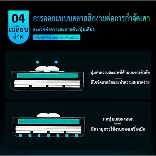 ชุดมีดโกน 1 ด้าม + 48 ใบมีด มีดโกน เครื่องโกนหนวดด้วยมือ คมสำหรับการกำจัดขน ทำความสะอาดง่าย