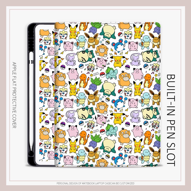 เคส ลายโปเกม่อน พร้อมช่องใส่ปากกา สําหรับ iPad mini 4 5 6 air 3 4 5 10.2 gen7 8 9 gen10 gen5 6 pro11 2022