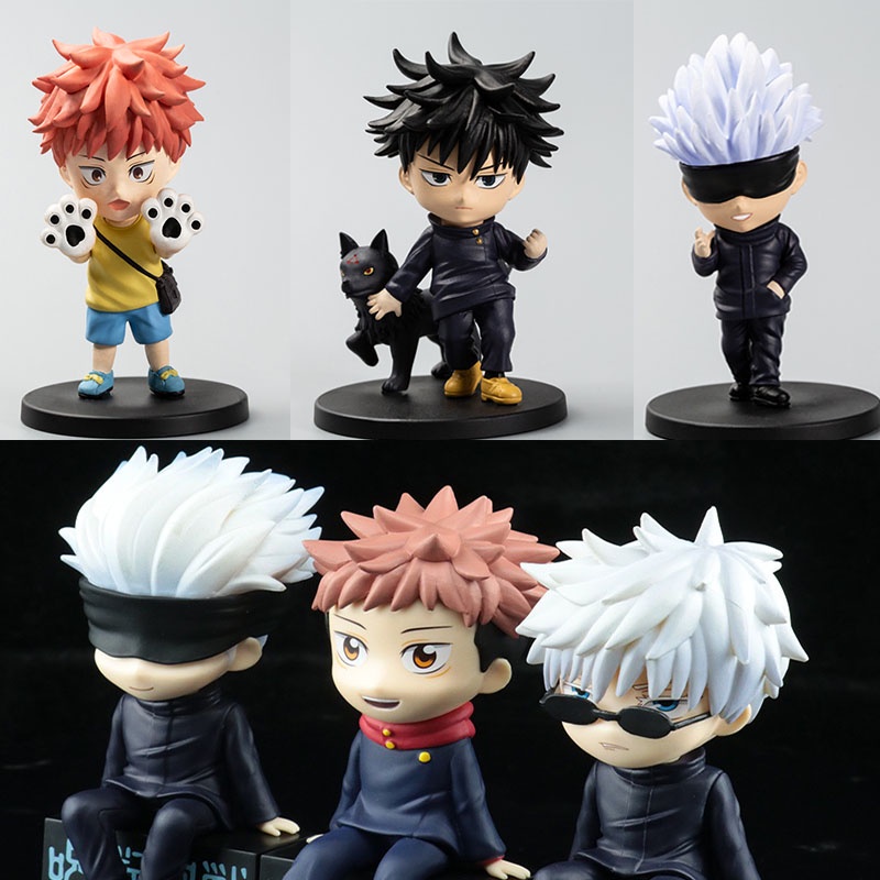 Q Posket ตุ๊กตาฟิกเกอร์ Jujutsu Kaisen Gojo Satoru Yuji Itadori Fushiguro Megumi สําหรับตกแต่งรถยนต์