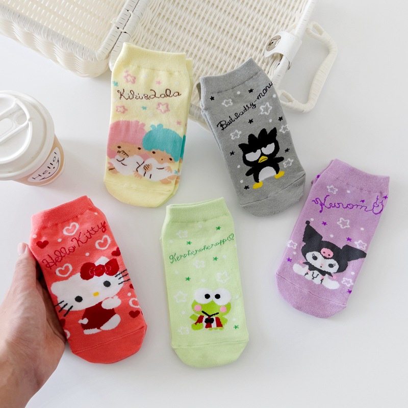 ถุงเท้า ผ้าฝ้าย ลายการ์ตูนซานริโอ้น่ารัก สีแคนดี้ สไตล์ญี่ปุ่น สําหรับเด็กผู้หญิง