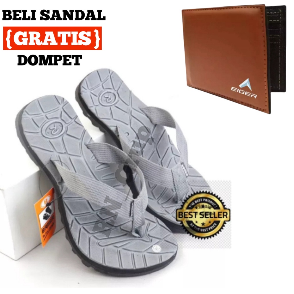 Merah HITAM แพ็คเกจรองเท้าแตะใหม่ + กระเป๋าสตางค์ Eger Flip Flops สีเทา แดง ดํา กองทัพ น้ําเงิน