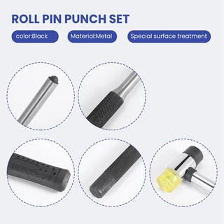 ในสต็อก-roll Pin Punch Set พร้อมกระเป๋าเก็บ,Smithing Punch Removing Repair เครื่องมือ,พร้อม Bench Block Pin Punches และค้อน